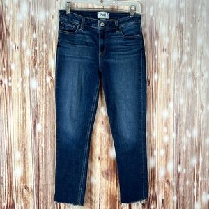 Paige Skyline Skinny Crop Raw Hem Greece Jeans 29